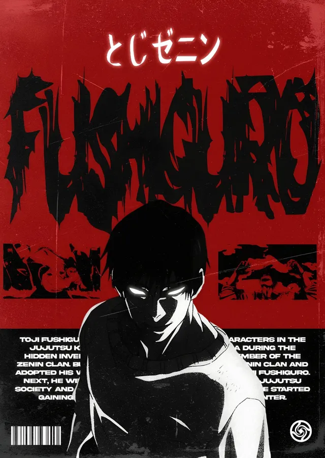 Jujutsu Kaisen - Fushiguro Kırmızı Afiş metal tablo