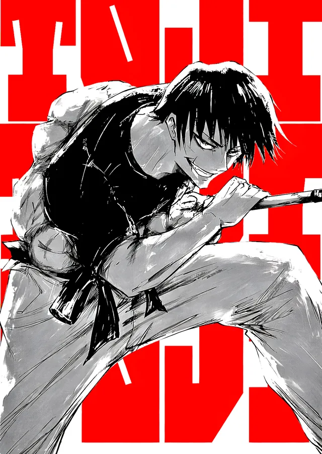 Jujutsu Kaisen - Toji Fushiguro Mürekkep Çizimi metal tablo