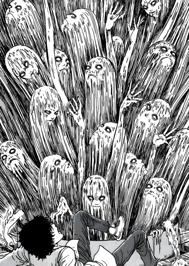 Junji Ito Hayalet Kalabalığı metal tablo