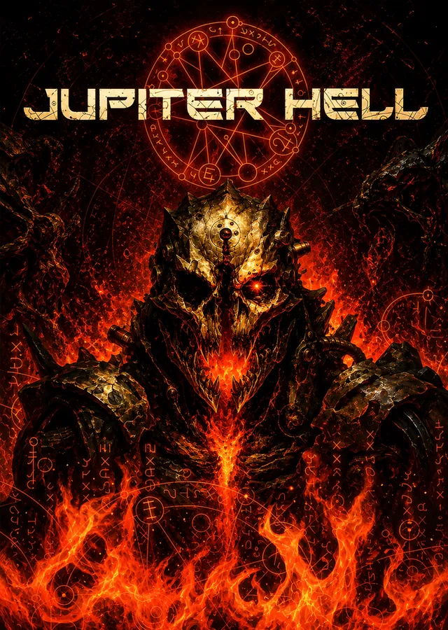 Jupiter Hell: Alevler İçinde İblis Kafası metal tablo