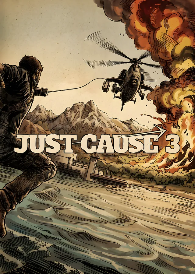 Just Cause 3: Patlamanın Önünde Helikopter metal tablo