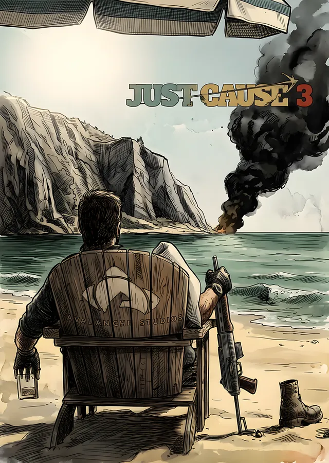 Just Cause 3: Sahilde Sırt Dönük Mola metal tablo