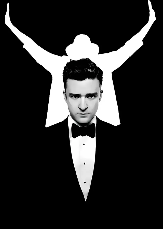 Justin Timberlake - Beyaz Silüet metal tablo