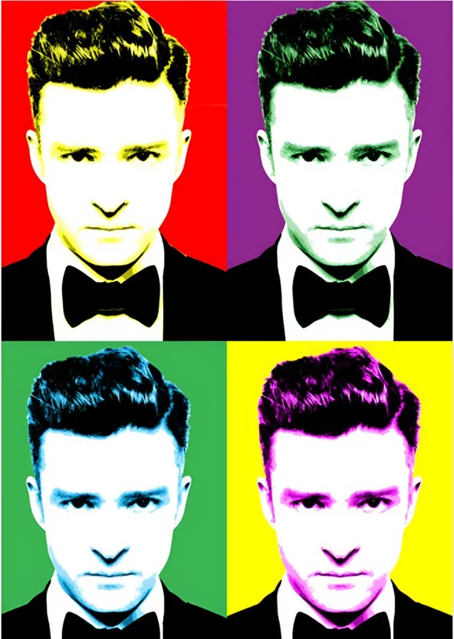 Justin Timberlake - Dörtlü Pop Art metal tablo