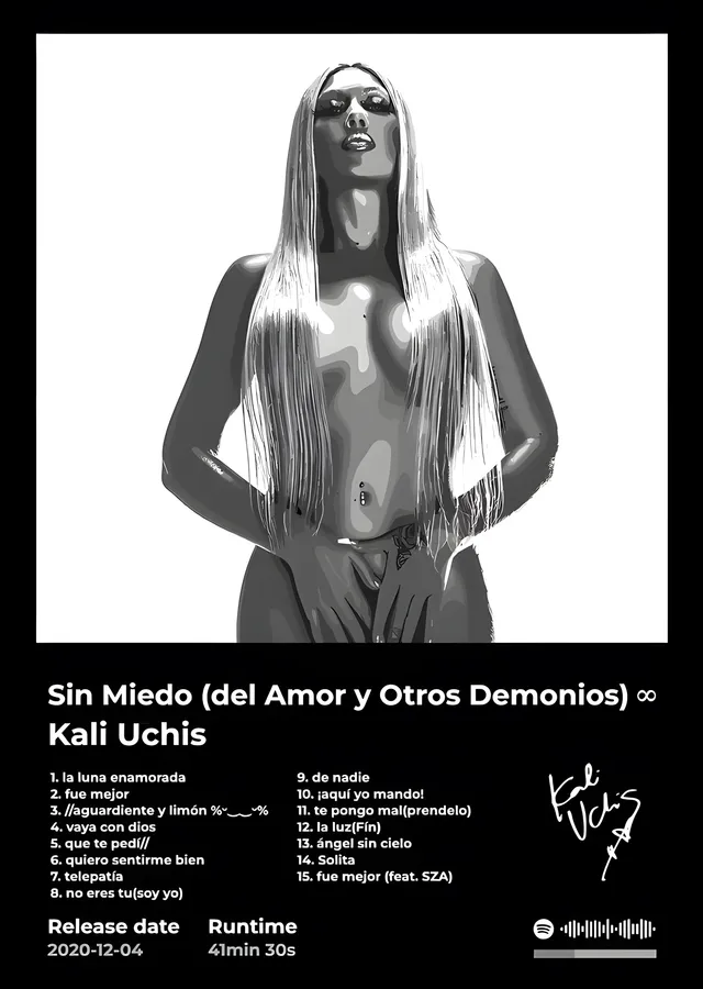 Kali Uchis - Sin Miedo Kapağı metal tablo