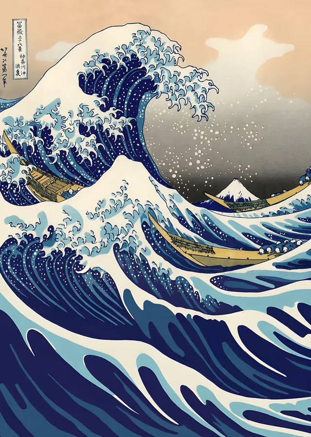 Kanagawa Açıklarında Büyük Dalga - Katsushika Hokusai metal tablo