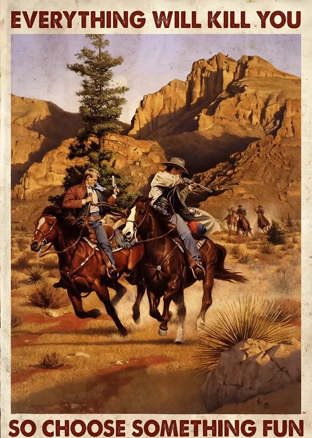Kanyonda Kovboylar - Vintage Western metal tablo
