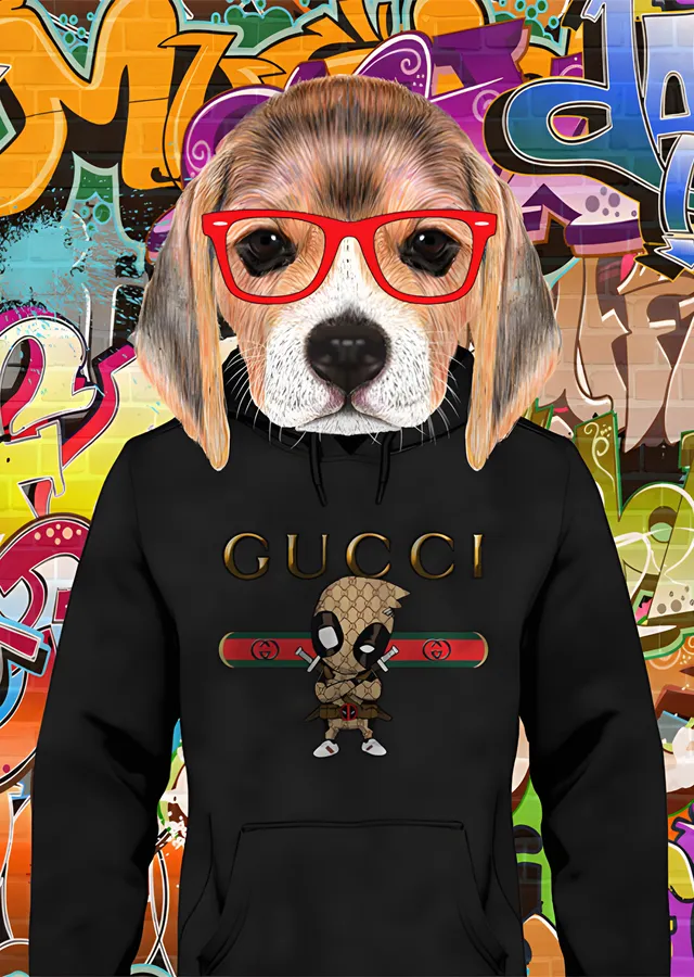 Kapüşonlu Beagle - Grafitili Duvar metal tablo