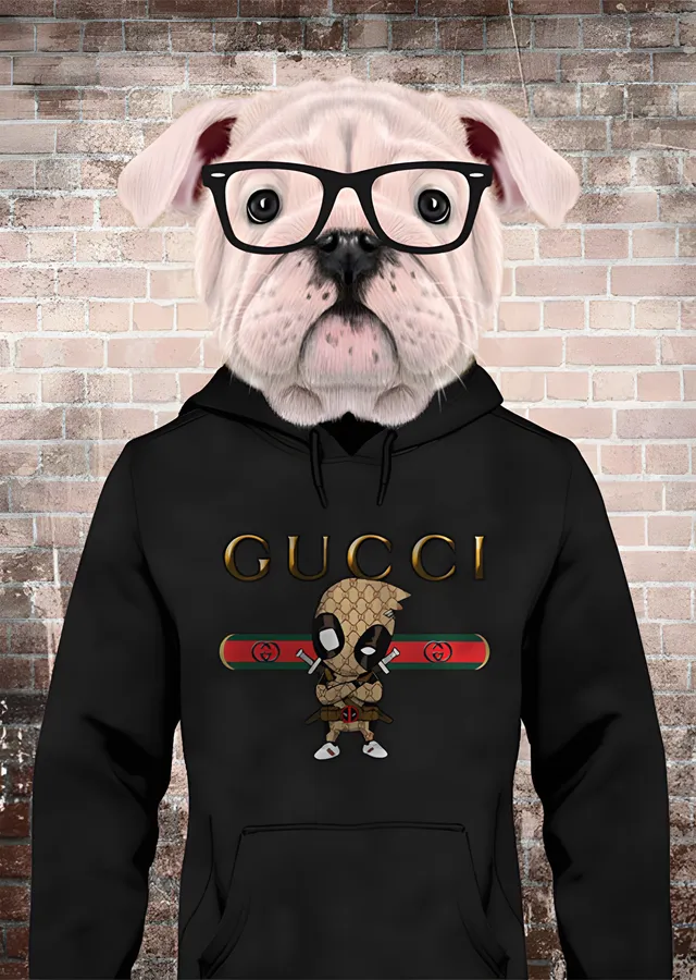Kapüşonlu Bulldog - Tuğla Duvar metal tablo