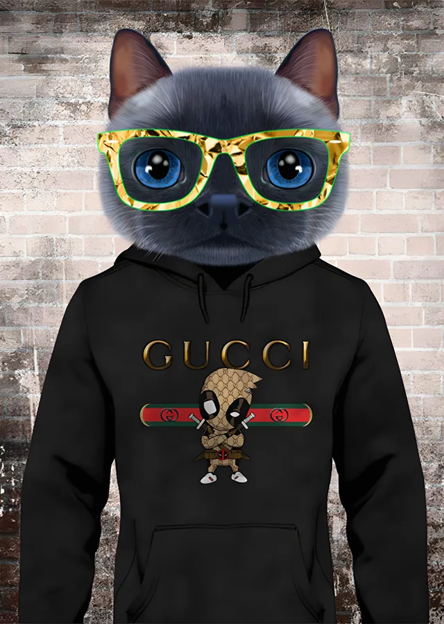 Kapüşonlu Kedi - Sarı Gözlük metal tablo