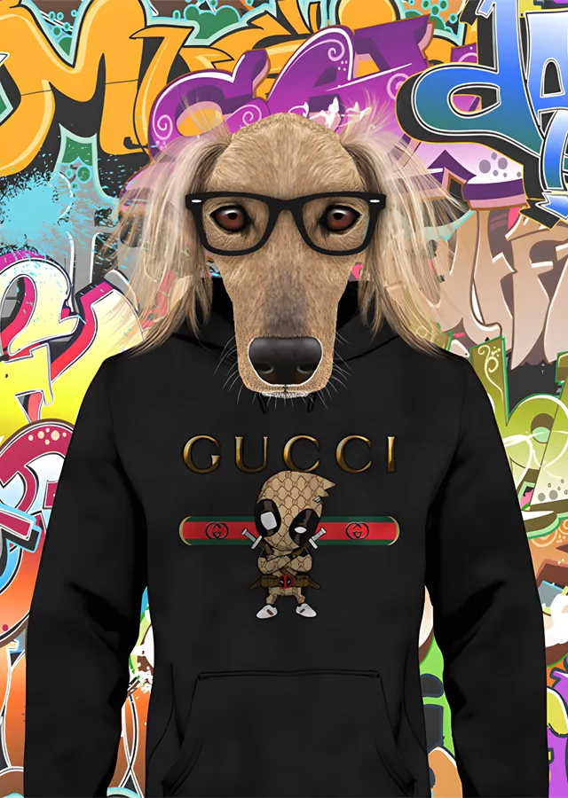 Kapüşonlu Saluki - Grafitili Duvar metal tablo