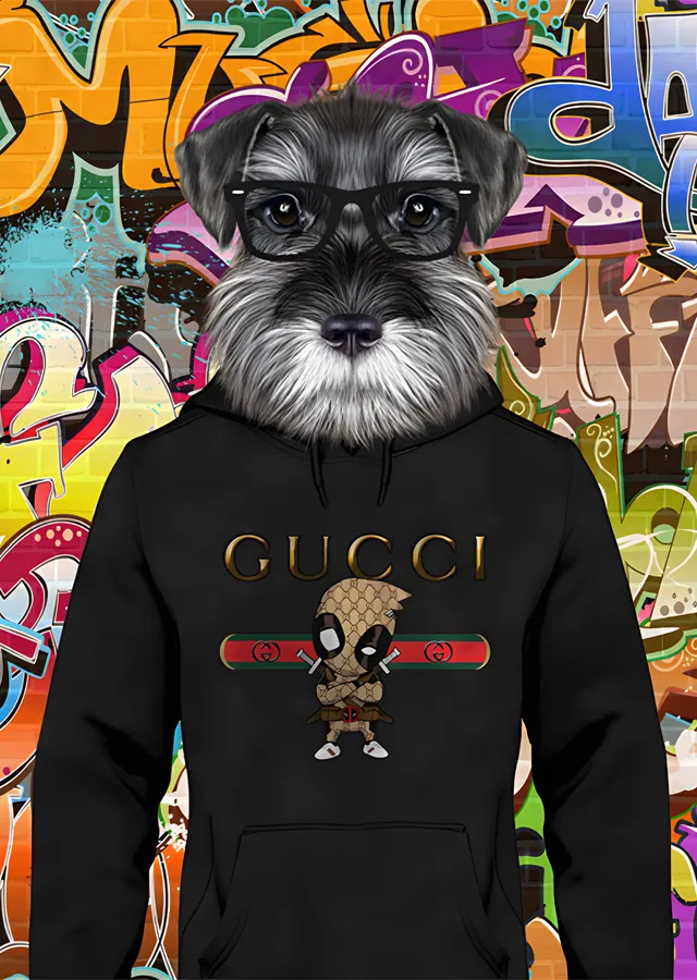 Kapüşonlu Schnauzer - Grafitili Duvar metal tablo
