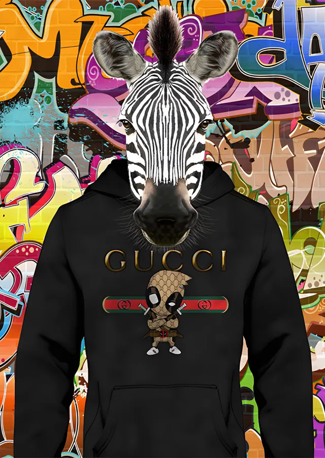 Kapüşonlu Zebra - Grafitili Duvar metal tablo