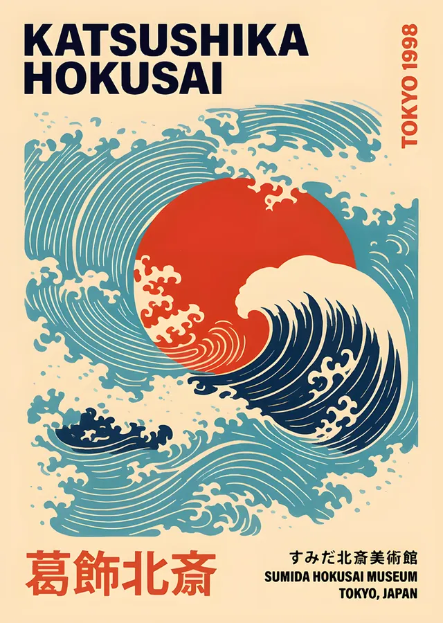 Katsushika Hokusai - Sergi Afişi metal tablo
