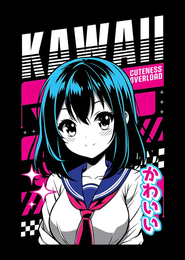 Kawaii Cuteness Overload: Pembe Zeminde Öğrenci metal tablo