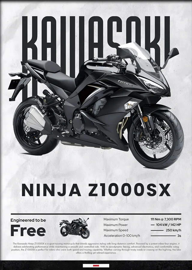 Kawasaki Ninja Z1000SX metal tablo