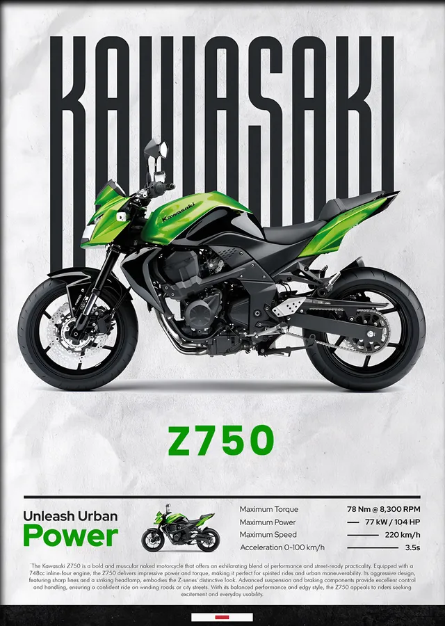 Kawasaki Z750 metal tablo