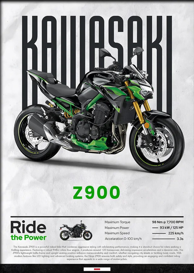 Kawasaki Z900 Yeşil metal tablo