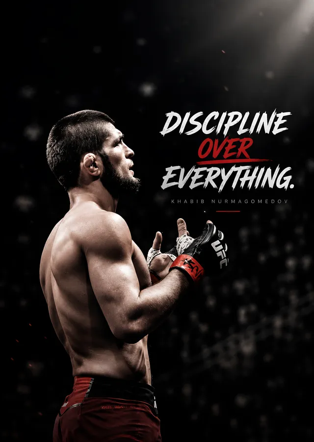 Khabib Nurmagomedov: Discipline Over Everything metal tablo
