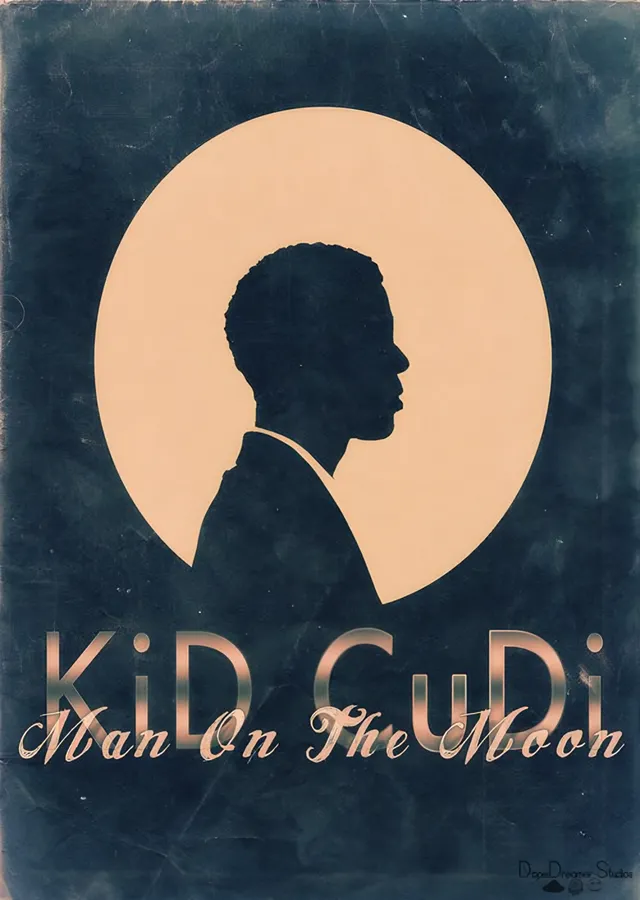 Kid Cudi - Ay Önünde Silüet metal tablo