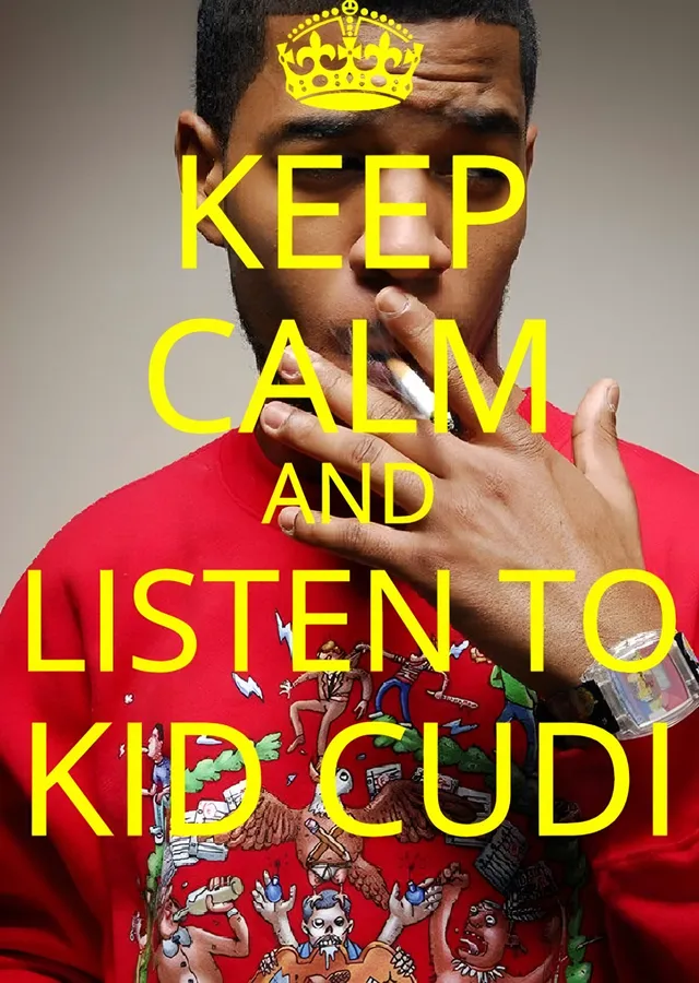 Kid Cudi - Kırmızı Keep Calm metal tablo