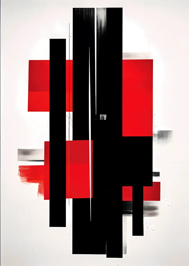 Kırmızı Vurgulu Siyah Bloklar - Pierre Soulages metal tablo