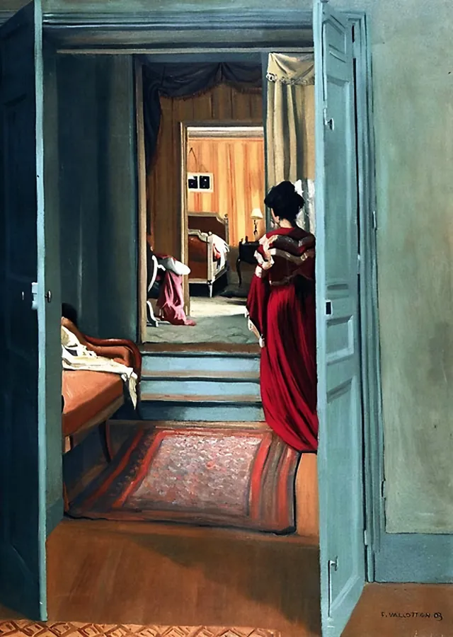 Kırmızılı Kadın, İç Mekân - Félix Vallotton metal tablo