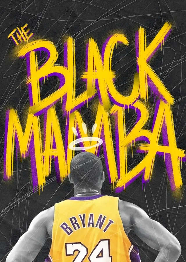 Kobe Bryant: Black Mamba Sarı Grafiti metal tablo