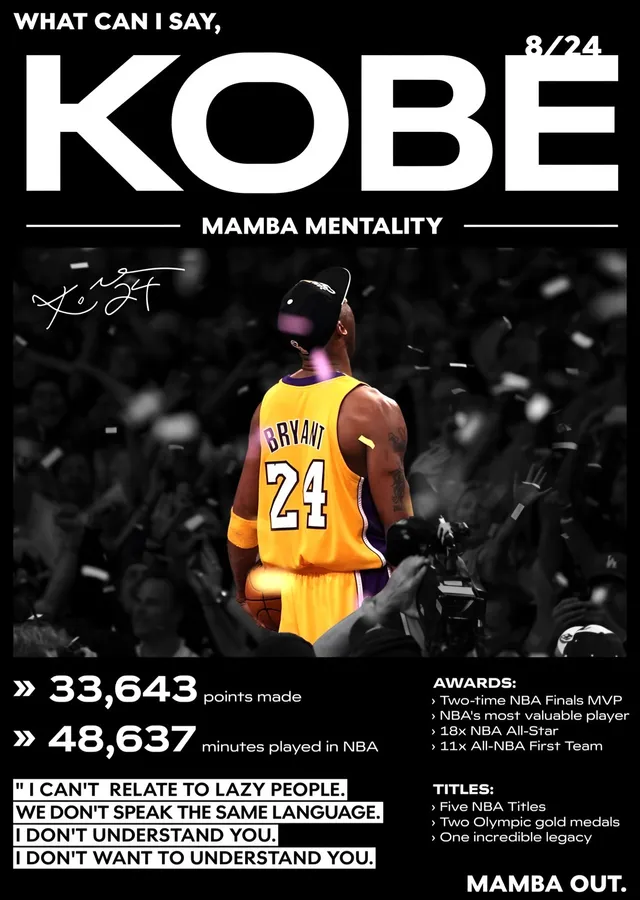 Kobe Bryant: Mamba Out metal tablo