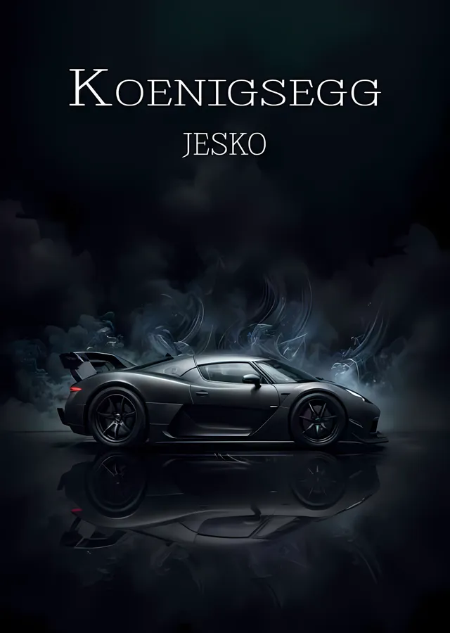 Koenigsegg Jesko - Dumanlı Siyah Gece metal tablo
