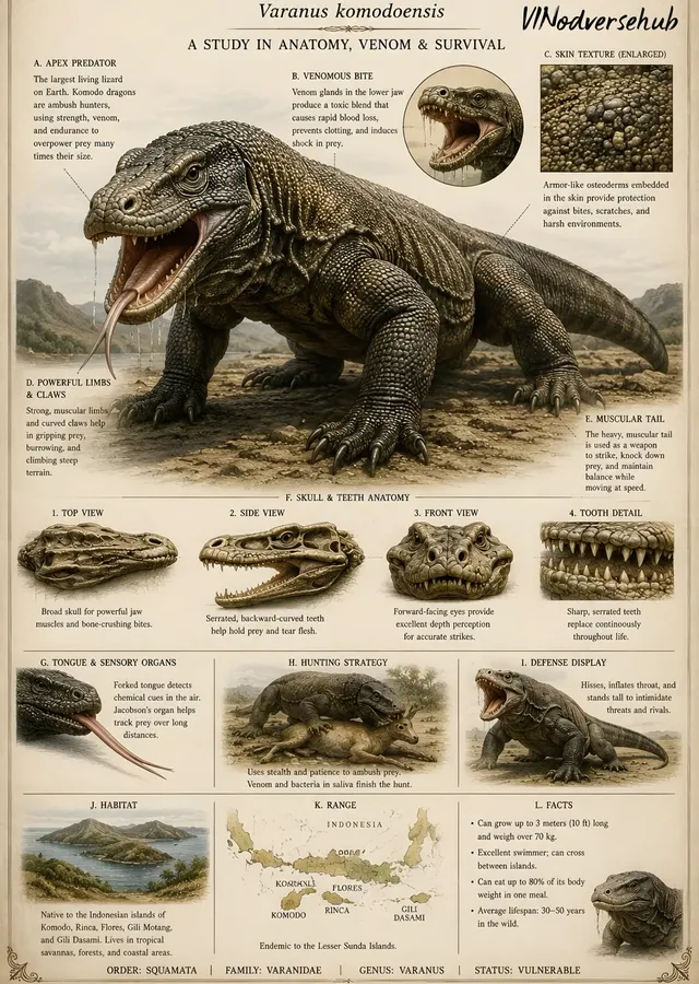 Komodo Ejderi - Bilimsel Levha metal tablo