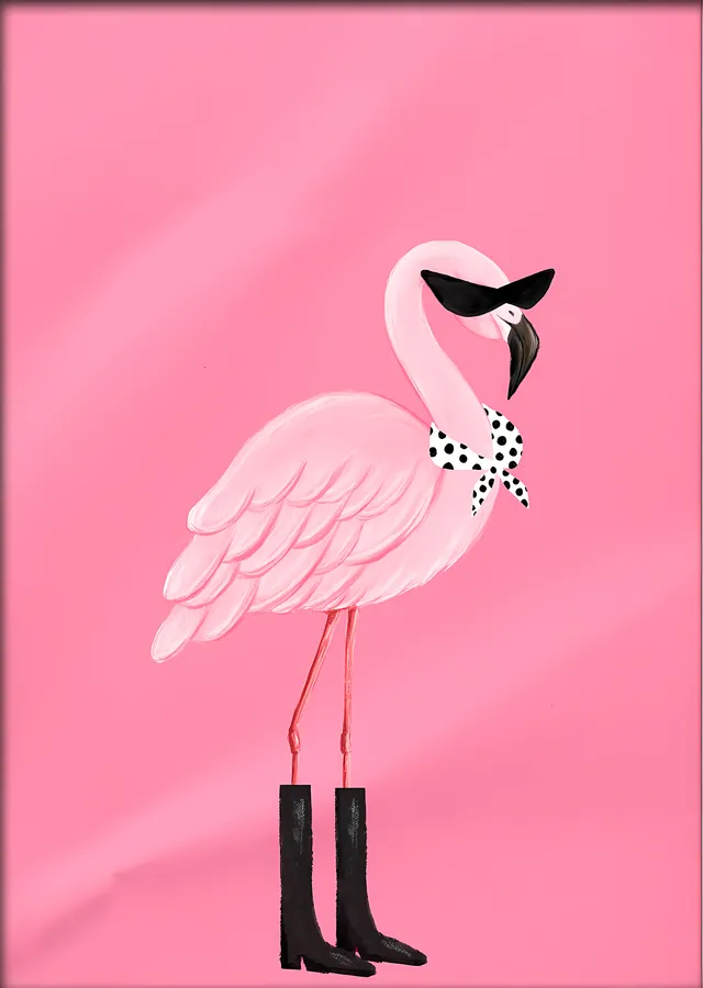 Kovboy Çizmeli Flamingo metal tablo