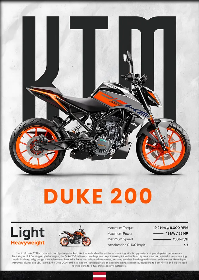 KTM Duke 200 metal tablo