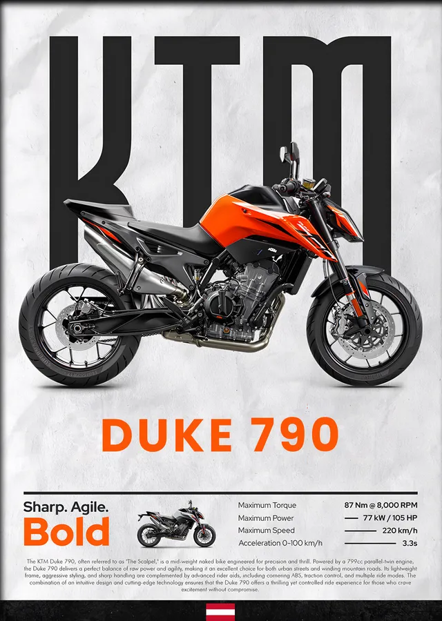KTM Duke 790 metal tablo