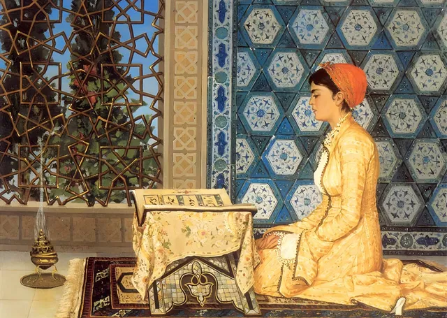 Kuran Okuyan Kız - Osman Hamdi Bey metal tablo