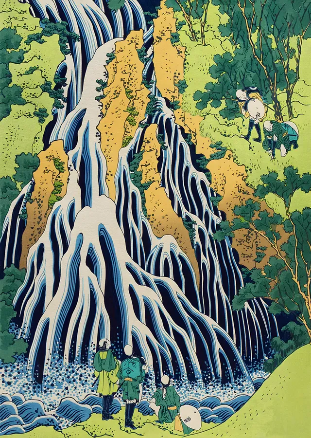 Kurokami Dağı Şelalesi - Katsushika Hokusai metal tablo