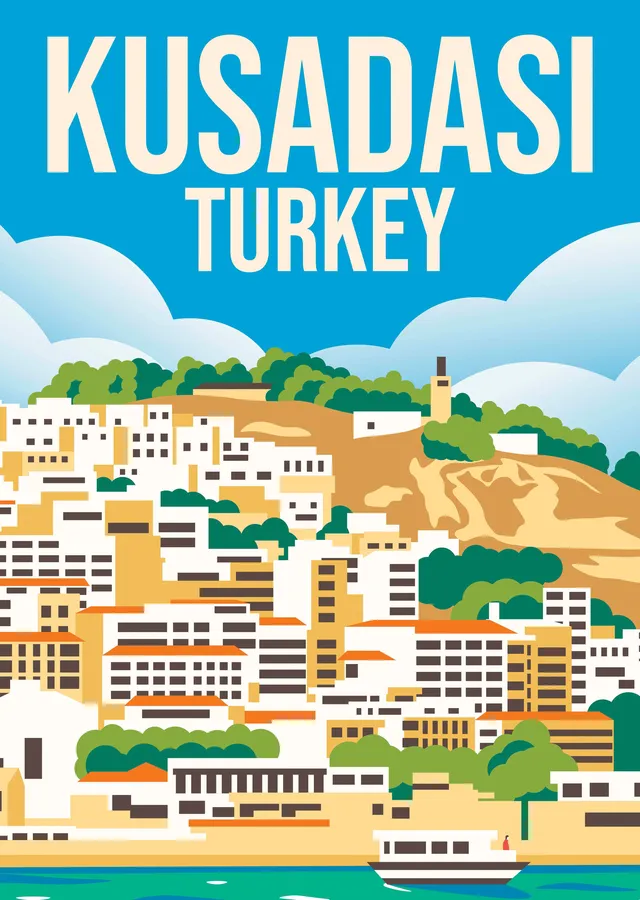 Kuşadası - Seyahat Afişi metal tablo