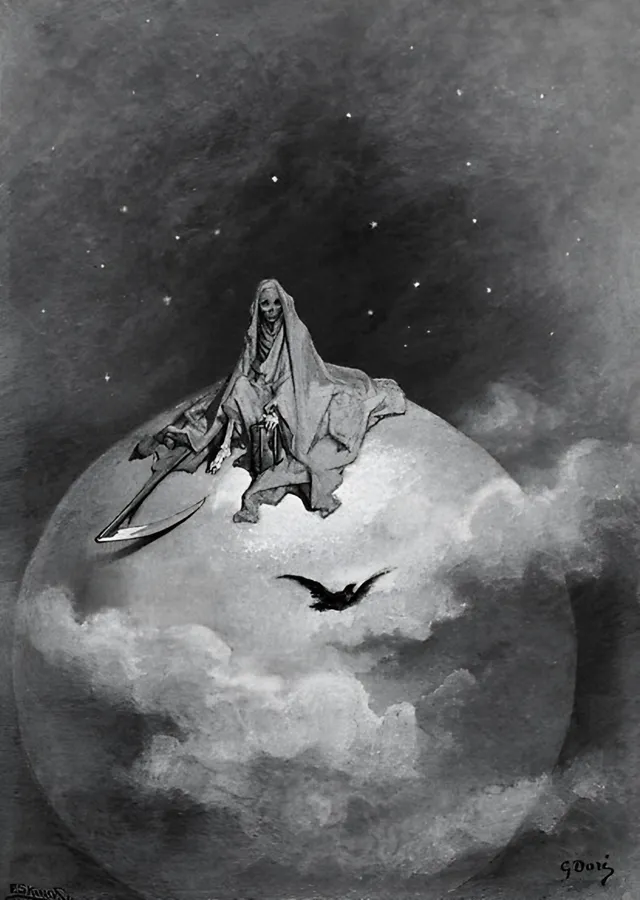 Kuzgun: Ölüm ve Ay - Gustave Doré metal tablo