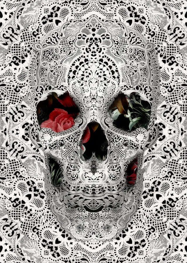 Lace Skull Light metal tablo