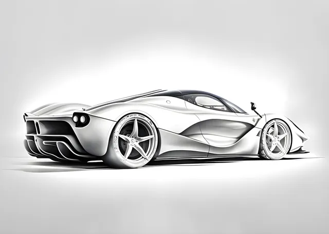 LaFerrari - Gümüş Eskiz metal tablo