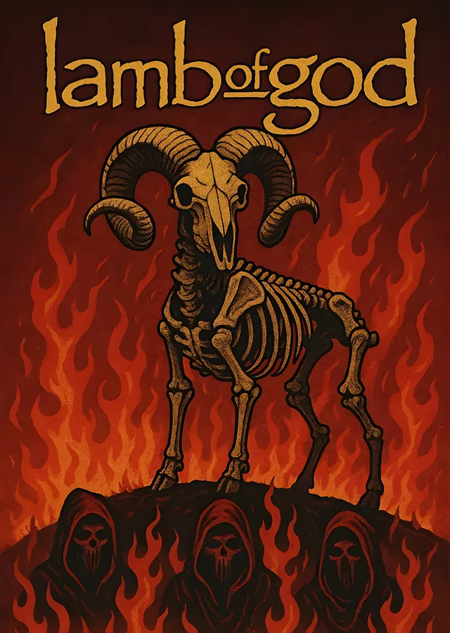 Lamb of God: Alevler Üstünde Koç İskeleti metal tablo
