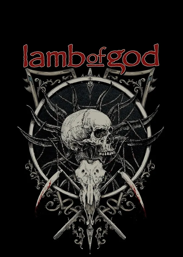Lamb of God: Dikenli Çemberde Koç Kafatası metal tablo