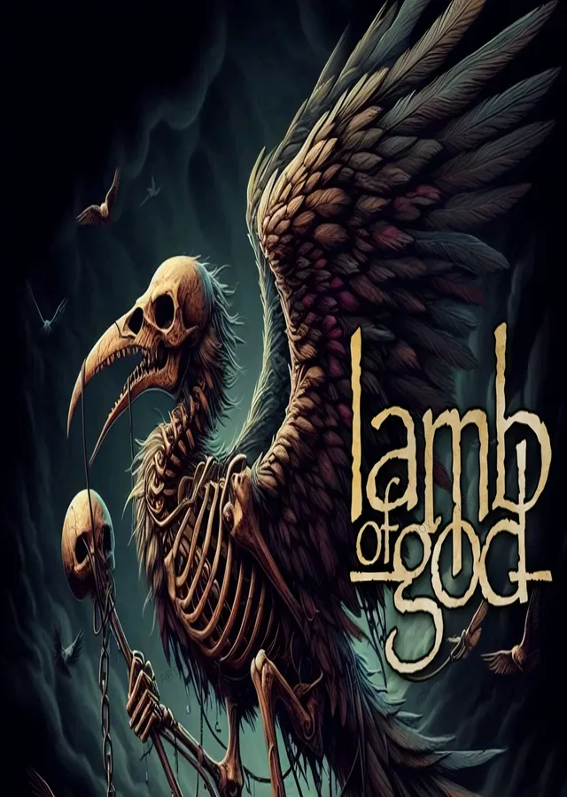 Lamb of God: Kanatlı Kuş İskeleti metal tablo