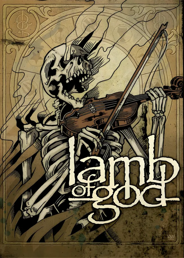 Lamb of God: Keman Çalan İskelet metal tablo