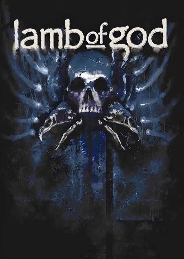 Lamb of God: Mavi Dumanda Boynuzlu Kafatası metal tablo