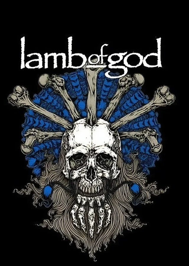 Lamb of God: Mavi Kanatlı Kafatası Amblemi metal tablo