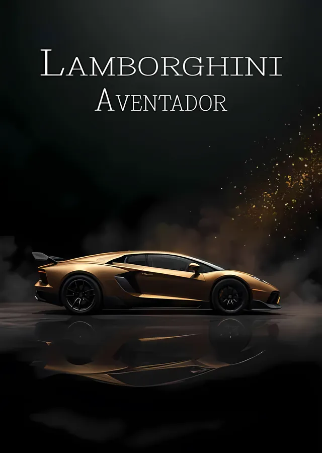 Lamborghini Aventador - Altın Tozu Işıltısı metal tablo