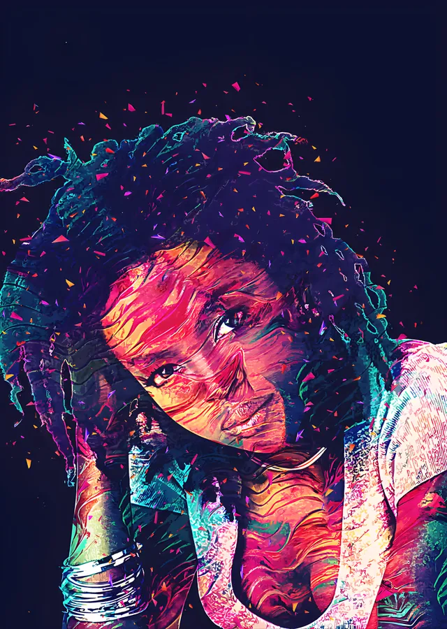 Lauryn Hill - Renkli Portre metal tablo