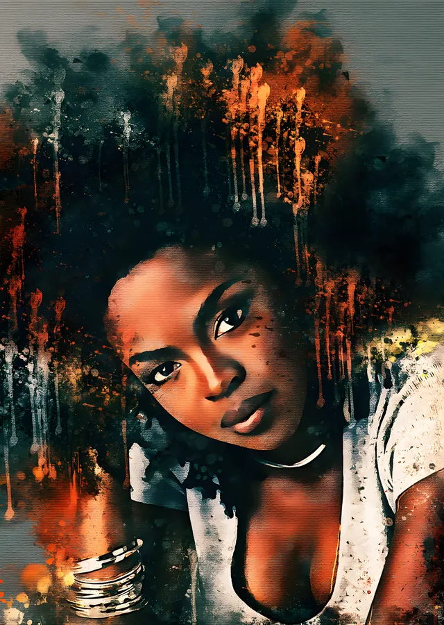 Lauryn Hill - Suluboya Portre metal tablo