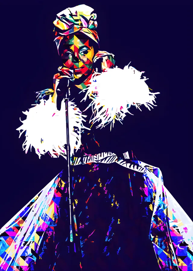 Lauryn Hill - Tüylü Sahne Kıyafeti metal tablo